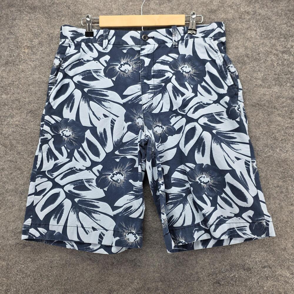 Old Navy Shorts Mens 34 Blue Chino Flat Front Floral Pockets 11 Inseam